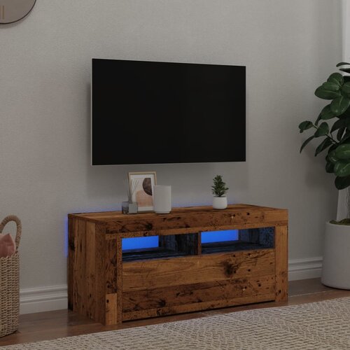 Furnova TV omarica z LED starinski les 90x35x40 cm inženirski les, (21922921) Slike