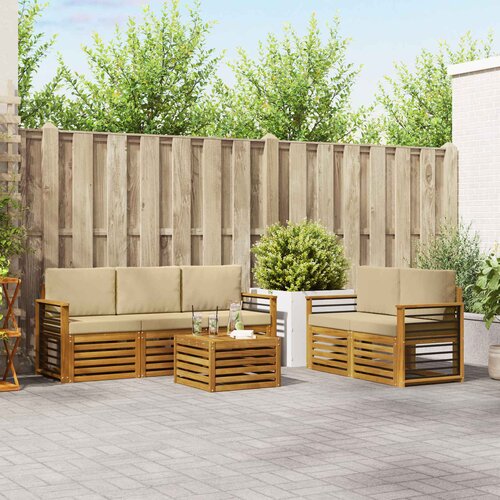  Set vanjskih sofa 6 kom. Prirodna i bež Čvrsto drvo akacije Cene