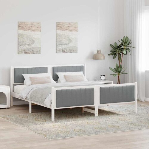  Okvir kreveta s uzglavljem Bijela i svijetlosiva 180 x 200 cm Cene
