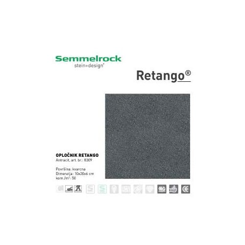 Semmelrock RETTANGO 10X20X6 ANTRACIT -8309 Slike