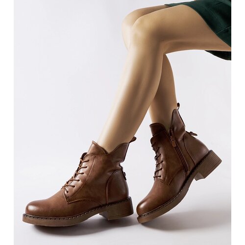 Gemre Brown asymmetrical flat ankle boots Solza Cene