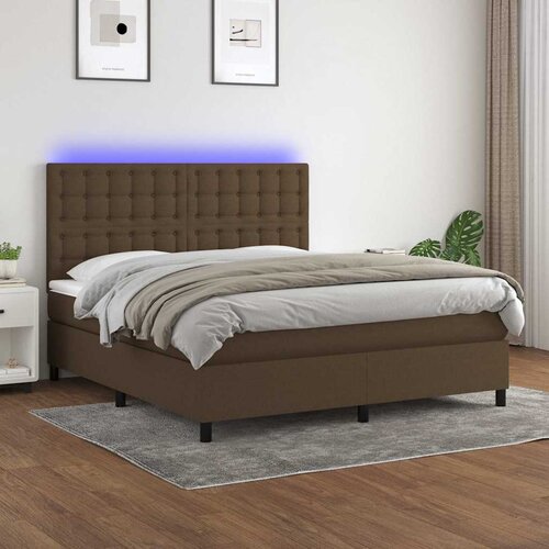  box spring s madracem LED tamnosmeđi 160x200 cm tkanina Cijene