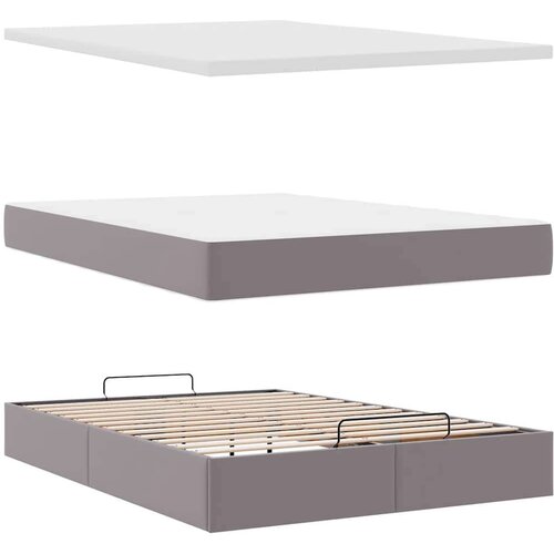 VidaXL otomanski okvir kreveta s madracem sivi 140x200cm umjetna koža Slike