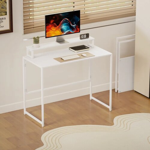  Sklopivi stol/računalni stol s nosačem za monitor za kućni ured 100 x 48 x 87 5 cm Slike