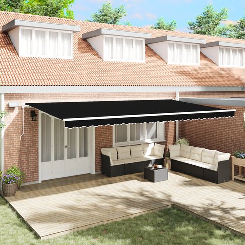 vidaXL Ručna Uvlačiva Tenda s LED Crna 600x300 cm Cene