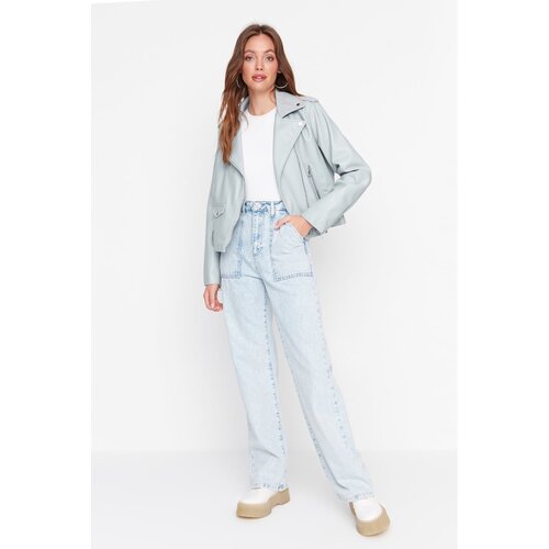 Trendyol Blue Pocket Detailed High Waist 90&amp;#039;s Wide Leg Jeans Slike