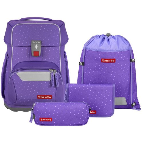 Step by Step Šolska torba – 4-delni komplet, BASIS Purple Konfetti Cene