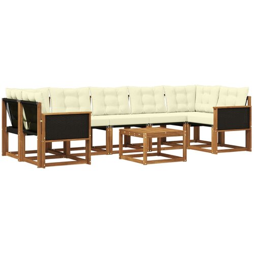 vidaXL Zunanja garnitura za sedenje z blazino 8 pcs Naravna in smetana, (5000273254) Cene