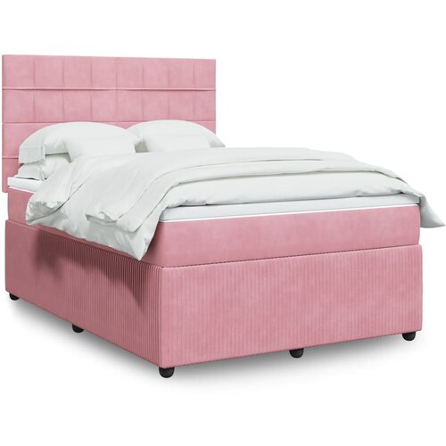 vidaXL Box spring postelja z vzmetnico roza 140x200 cm žamet Cene
