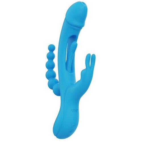 HoneyPlayBox Rabbit vibrator z analnimi kroglicami - Trilux Kinky Finger, z aplikacijo, moder Cene