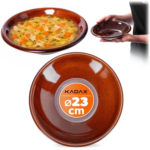 KADAX Globok krožnik za večerjo 23 cm za juho Keramika Veliki kamniti krožniki Rjava, (5000355404) Slike