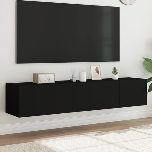 VidaXL Zidni TV ormarići s LED svjetlima 2 kom crni 80x35x31 cm Slike