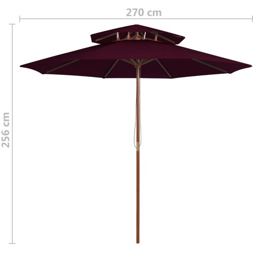  Suncobran s dvije razine i drvenim stupom 270 cm bordo Slike