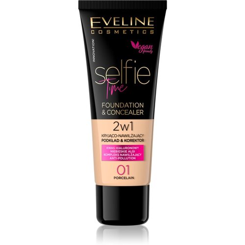 Eveline Cosmetics Selfie Time tekući puder i korektor 2 u 1 nijansa 01 Porcelain 30 ml Cijene