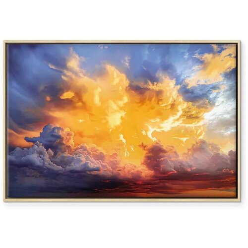  Slika - Beautiful Sunset - Clouds in Warm Shades 120x80 U prirodnom drvenom okviru Slike
