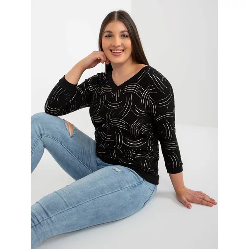 Fashion Hunters Black oversized blouse with print and 3/4 sleeves