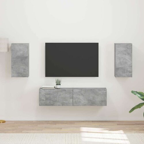  Komplet TV omaric 4 pcs Betonsko siva Konstruiran les, (5000132760) Cene