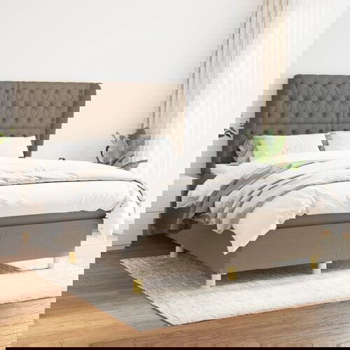 The Living Store Box spring postelja z vzmetnico taupe 140x200 cm blago - Box Spring Postelja, (21512937) Slike