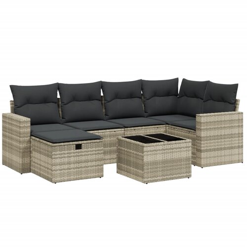 VidaXL 7-dijelni set vrtnih sofa svjetlosivi od poliratana Slike