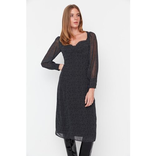 Trendyol Black Sweetheart Chiffon Dress Cene