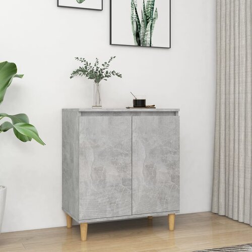 VidaXL Komoda z lesenimi nogami betonsko siva 60x35x70cm iverna pl. Slike