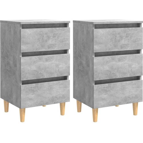 Noćni ormarići s drvenim nogama 2 kom boja betona 40x35x69 cm Cijene