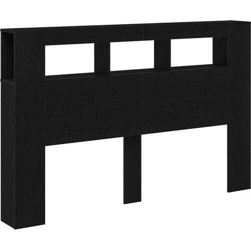  LED glava kreveta s policom Crni hrast 160 x 18,5 x 103,5 cm Slike