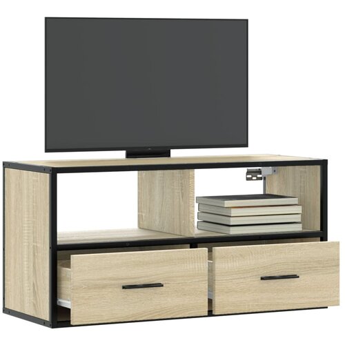 VidaXL TV omarica sonoma hrast 80x31x39,5 cm inženirski les in kovina Slike
