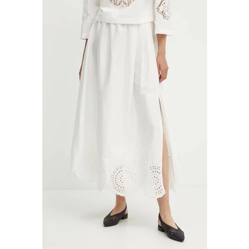 Sisley Pamučna suknja boja: bijela, maxi, širi se prema dolje