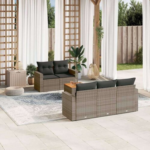 VidaXL 6-dijelni set vrtnih sofa od poliratana s jastucima sivi Slike