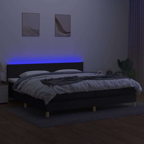  Box spring s madracem LED crni 200x200 cm od tkanine Slike