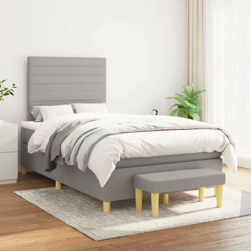  Box spring postelja z vzmetnico svetlo siva 120x200 cm blago, (20899565)