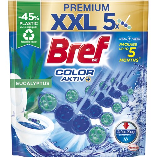 Bref Osveživač za WC &amp;scaron;olju Color Aktiv+, Eukaliptus, 5 &amp;times; 50 g Slike