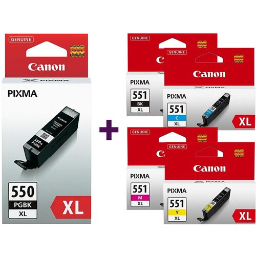 Canon komplet kartuš CLI-551 XL (BK/C/M/Y) + PGI-550BK XL (črna), original Cene