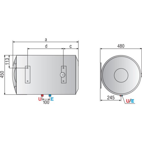 Ariston grelnik vode PRO1 r 80H 2K (80 l, 2 kw, zunanja regulacija, horizontalna montaža, 45 x 74,8 x 48 cm) Slike