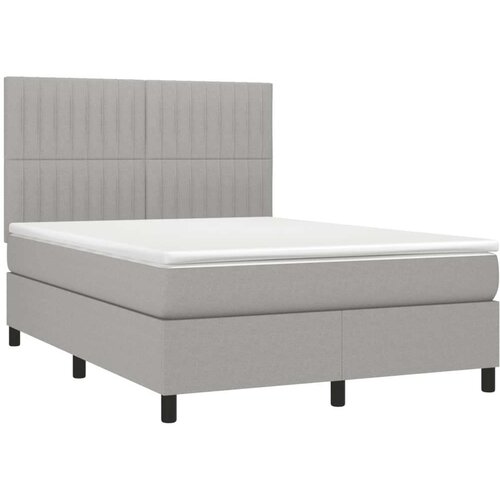  Krevet s oprugama i madracem svjetlosivi 140x190 cm od tkanine Slike
