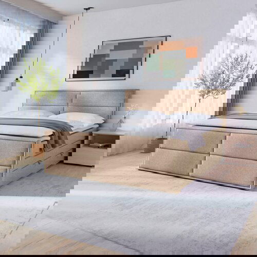 MID.YOU POSTELJA BOXSPRING 180 cm x 200 cm , les, kovina, umetna masa, tekstil, karton, leseni material naravne barve Cene