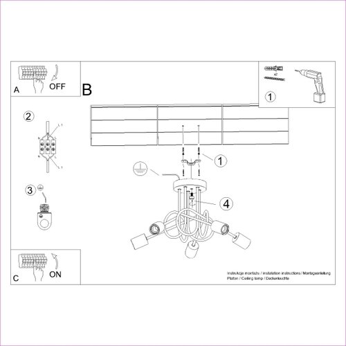 Sollux Lighting SL.1475 - Plafonski luster EMBER 5xE27/15W/230V bela/bež/buk Slike