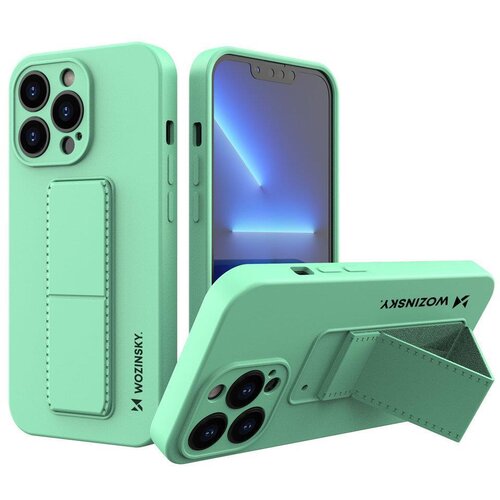 Wozinsky Silikonski ovitek za iPhone 13 Kickstand Case, mint, (21522571) Cene