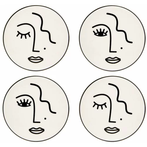 Sass & Belle Komplet 4 porcelanastih podstavkov Abstract Face