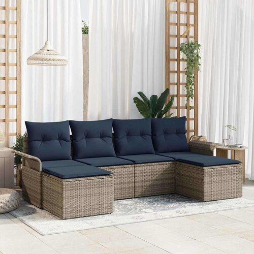  Sjedeća garnitura za vrt 6 kom. Siva Poli ratan 251 x 62 x 85 cm Slike