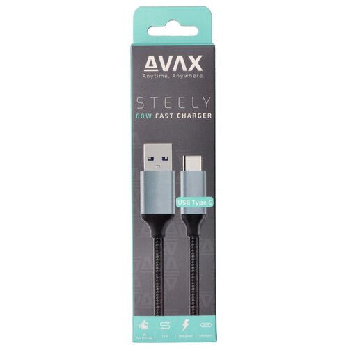 Avax Kabl Steely CB301G / USB-A to USB Type-C / 60W / 1.5m / Steel-Grey Cene
