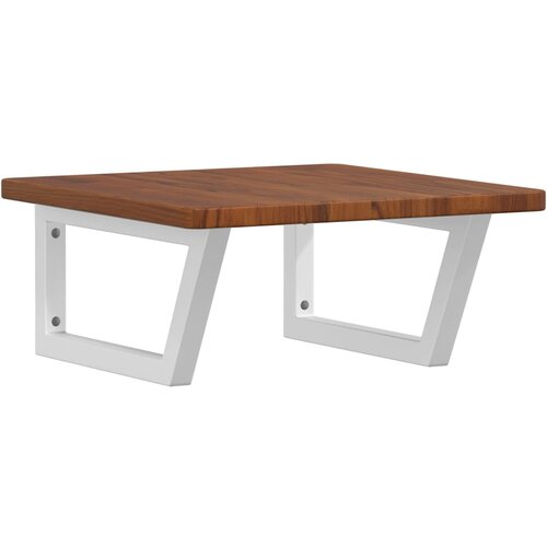  Zidna polica za umivaonik od čelika i masivne hrastovine Smeđa 50 x 50 x 2.5 cm Slike