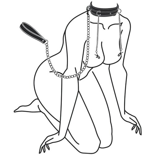 EasyToys Fetish Collection Leather Collar With Nipple Chains Slike
