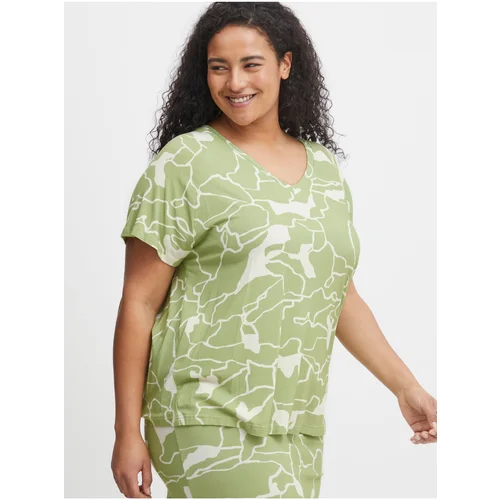 Fransa White-green women's patterned T-shirt - Women