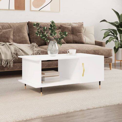 VidaXL Klubska mizica bela 90x50x40 inženirski les Slike