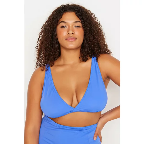 Trendyol Curve Plus Size Bikini Top - Navy blue