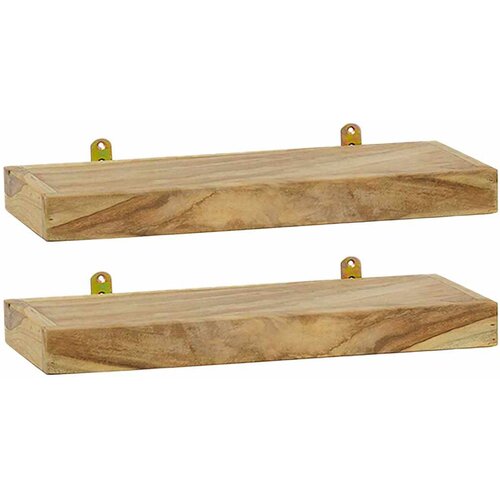  Zidne police 2 kom 40 x 15 x 4 cm od masivne tikovine Slike