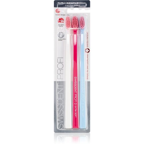 Swissdent Profi Gentle Trio izjemno mehka zobna ščetka 3 ks odtenek White, Pink, Light Blue Cene