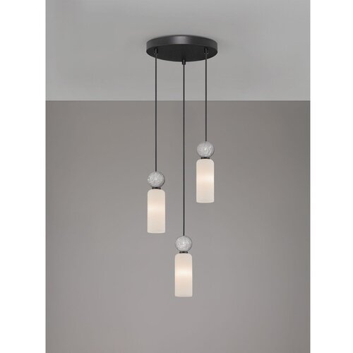 Nova Luce Mat črna lončena viseča svetilka s steklenim senčilom &amp;oslash; 25 cm Filomena &amp;ndash; Slike